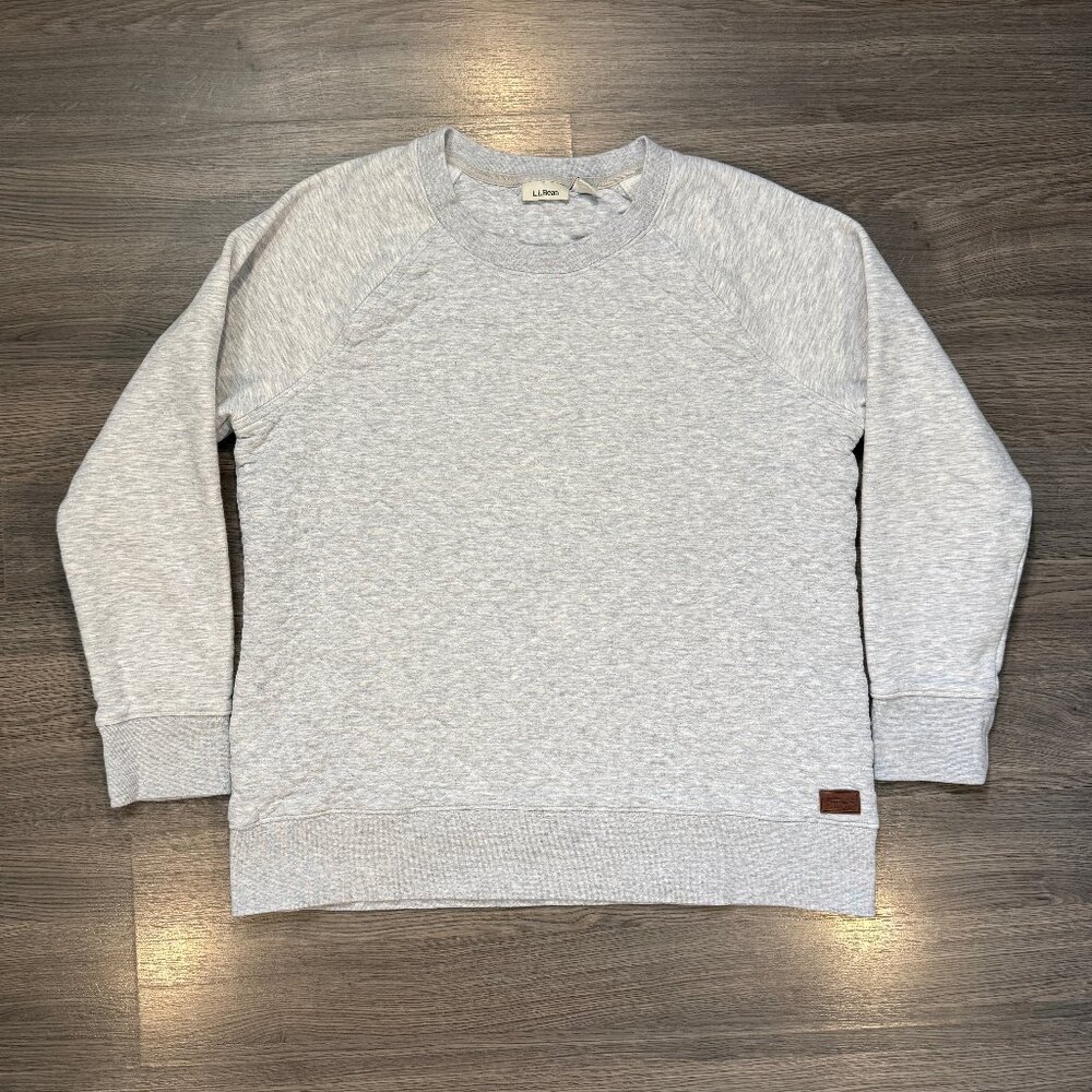 L.L. Bean Women's Quilted Crewenck Pullover - Light Grey
